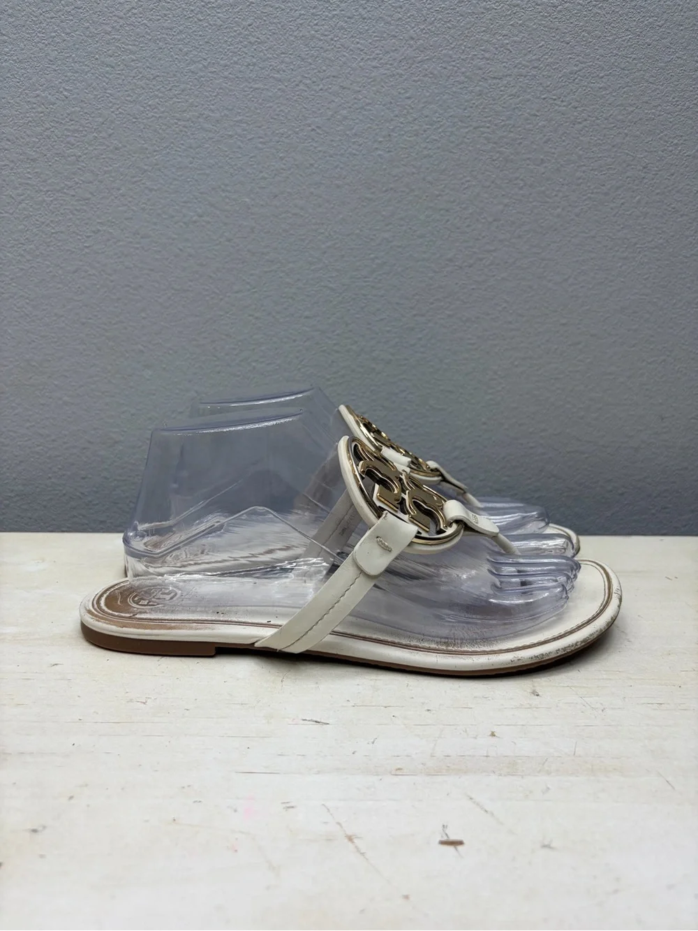 Tory Burch White Leather Miller Sandals Size 9